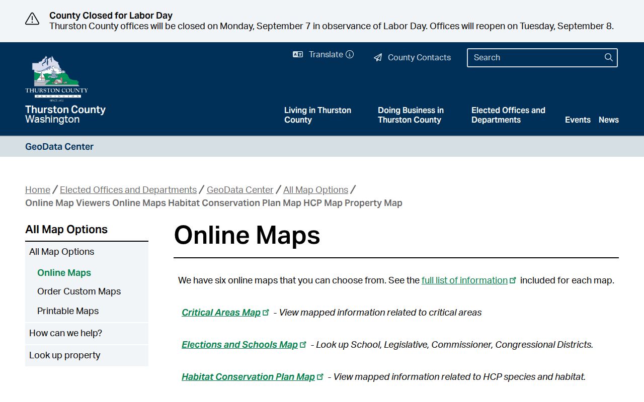 Olympia neighbors lookup using Thurston County GIS map options