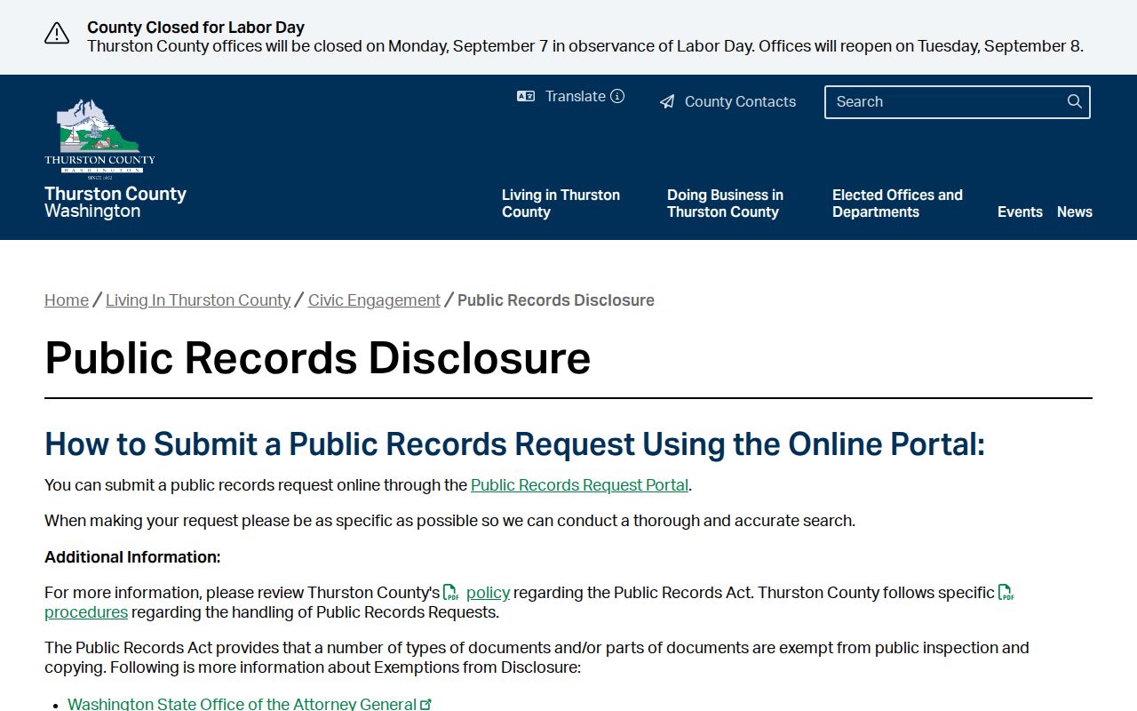 Olympia residents directory public records request
